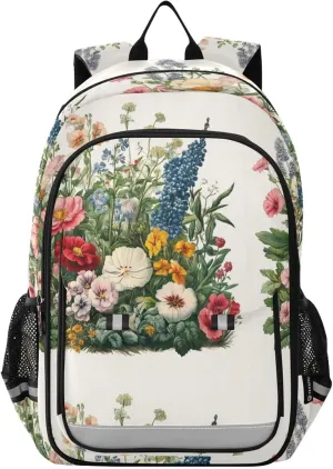 Lovely Garden Flowerbed Print Backpack for Boys Girls Elementary School Bag Kids Bookbag Travel Rucksack With Reflective Stripes