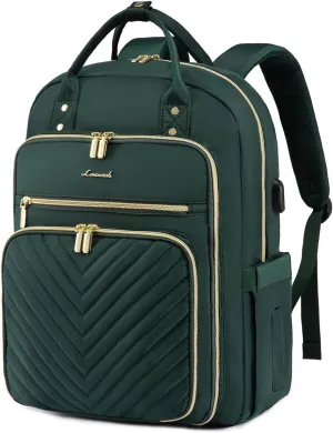 LOVEVOOK 15.6 Inch Laptop Backpack for Women,Fashion Work Travel Backpack,Waterproof Day Pack Purse for Teacher Nurse Dark Green