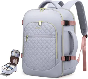 LOVEVOOK Carry on Backpack, 30L Travel Backpack for Women Airline Approved,Luggage Business Weekender Overnight Daypack as Personal Item fit for 15.6 inch Laptop,Silver Gray