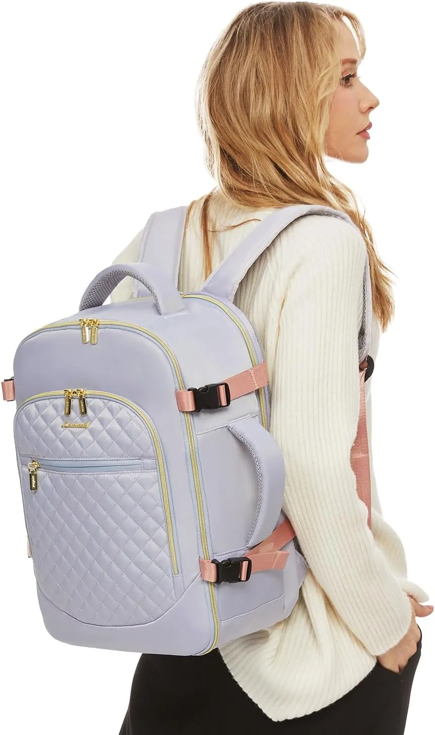 LOVEVOOK Carry on Backpack, 30L Travel Backpack for Women Airline Approved,Luggage Business Weekender Overnight Daypack as Personal Item fit for 15.6 inch Laptop,Silver Gray