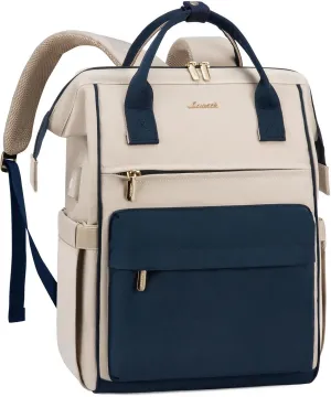 LOVEVOOK Casual Laptop Backpack Brown-Blue-15.6in