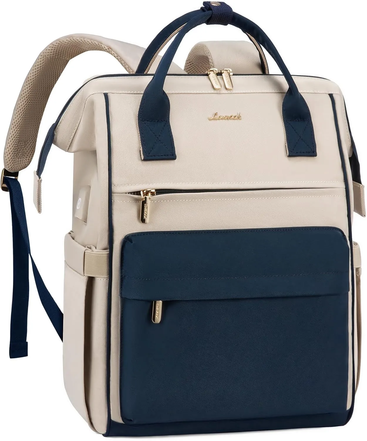 LOVEVOOK Casual Laptop Backpack Brown-Blue-15.6in
