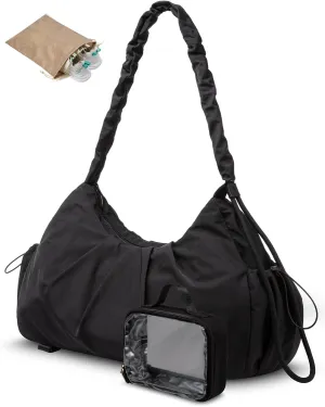 LOVEVOOK Gym Bag for Women,Sports Duffel Bag,Weekender Travel Bag With Wet Pocket, Water Resistant Sports Gym Tote Bags with Hidden Yoga Mat Holder- Black