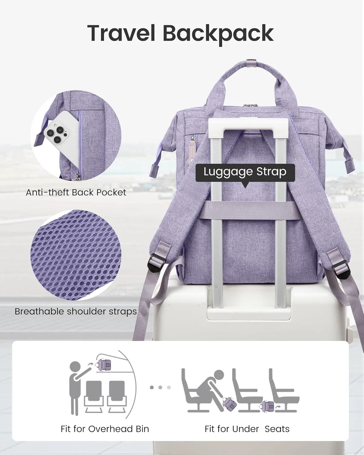 LOVEVOOK Laptop Backpack for Women, 15.6 Inch Teacher Nurse Bag Work Travel Computer Backpacks Purse, College Bookbag for School, Water Resistant Daypack, 15.6 inch