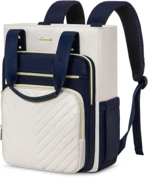 LOVEVOOK Laptop Backpack for Women, 15.6 Inch Work Business Travel Backpack, Fation Teacher Doctor Nurse Backpack Purse, Waterproof Cute Backpack, Navy-Beige