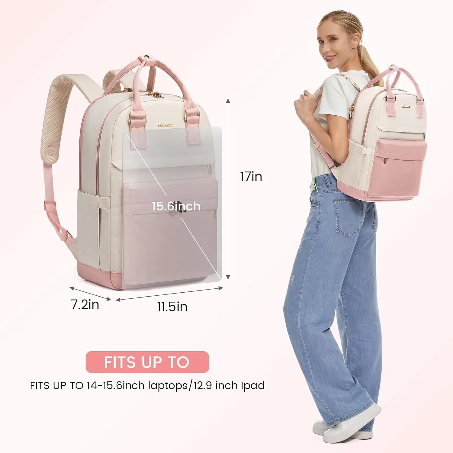 LOVEVOOK Laptop Backpack for Women 15.6 Inch,Cute Backpack Laptop Bag with USB Port,Waterproof Travel Backpack Purse Teacher Nurse Bag Fashion Computer Bag for Work