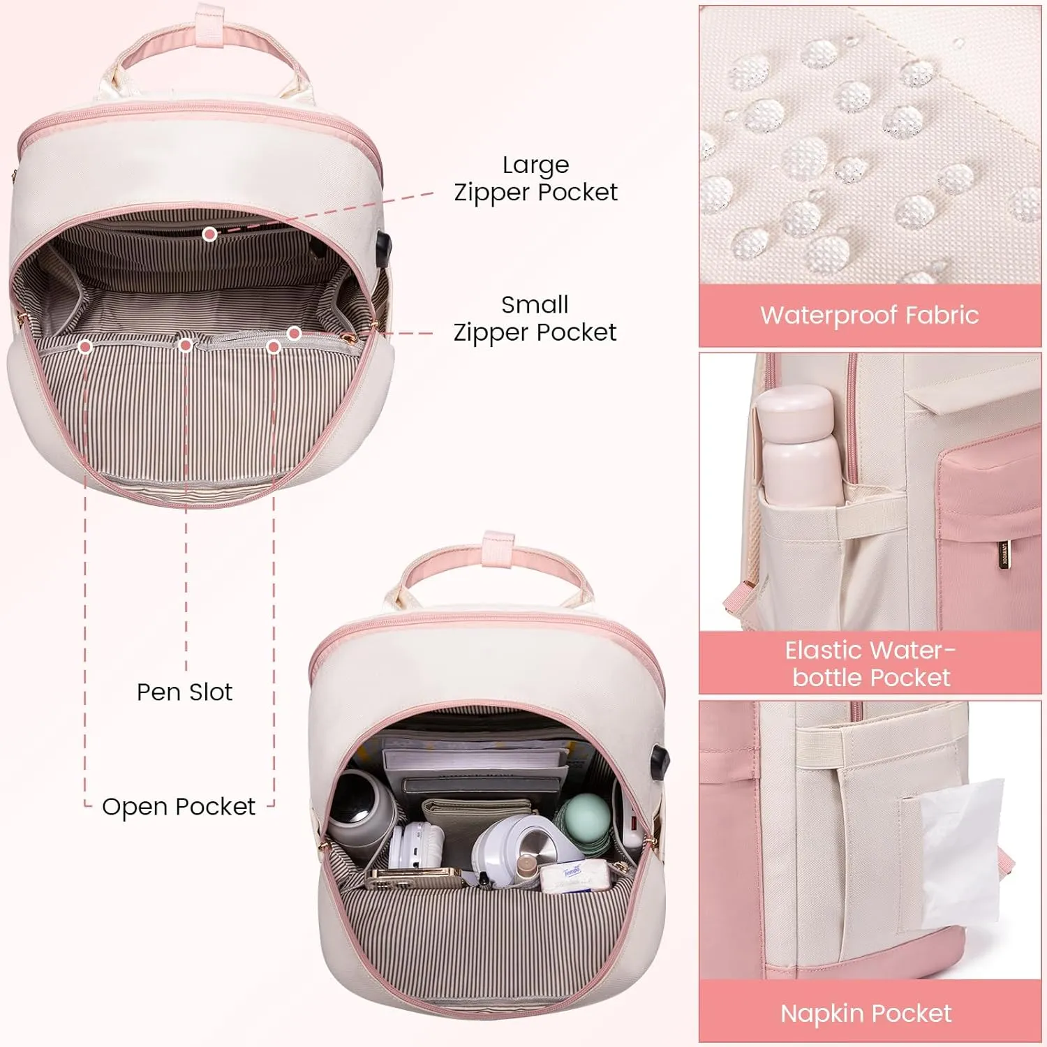 LOVEVOOK Laptop Backpack for Women 15.6 Inch,Cute Backpack Laptop Bag with USB Port,Waterproof Travel Backpack Purse Teacher Nurse Bag Fashion Computer Bag for Work