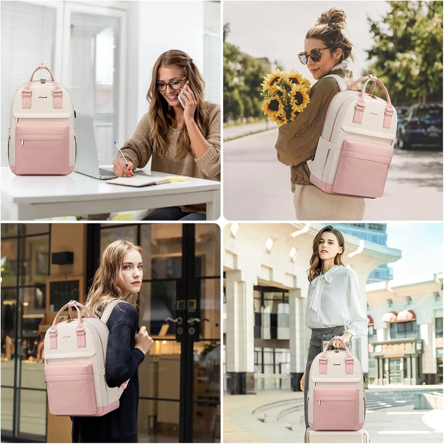 LOVEVOOK Laptop Backpack for Women 15.6 Inch,Cute Backpack Laptop Bag with USB Port,Waterproof Travel Backpack Purse Teacher Nurse Bag Fashion Computer Bag for Work