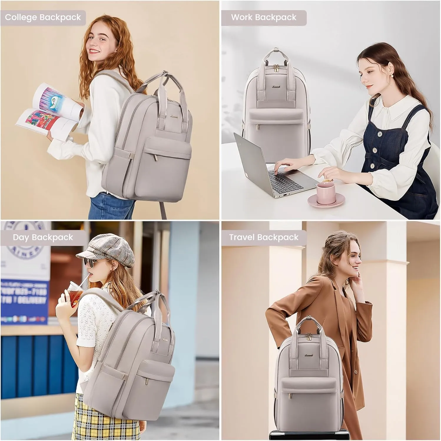 LOVEVOOK Laptop Backpack for Women, 17 Inch Travel Laptop Bag with USB Port, Waterproof Computer Backpack Purse for Work Teacher Nurse, Durable Casual Daypack