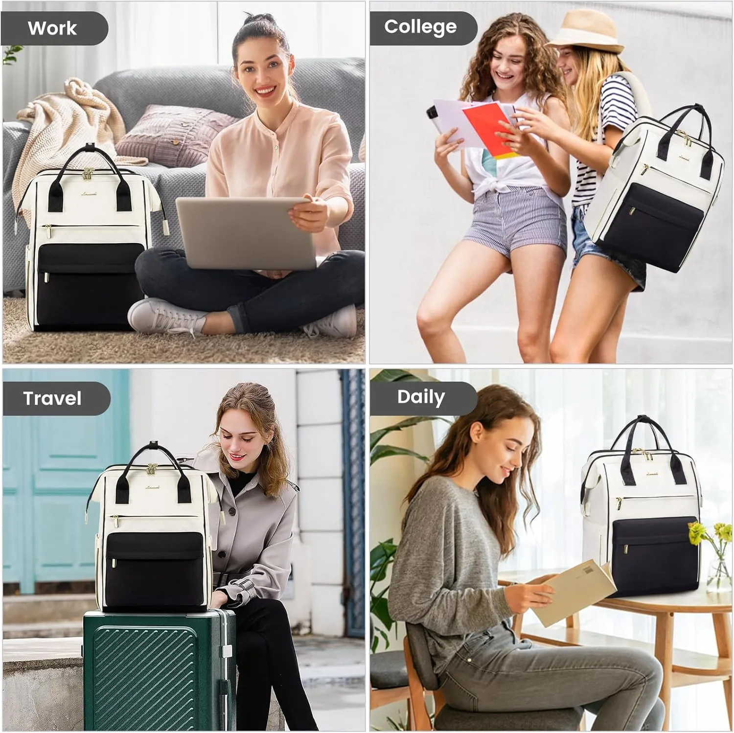 LOVEVOOK Laptop Backpack for Women, 17 Inch Work Teacher Nurse Bag with Laptop Compartment, Large Capacity Business Computer Backpack Purse with USB Port, Stylish Casual Daypack for Travel