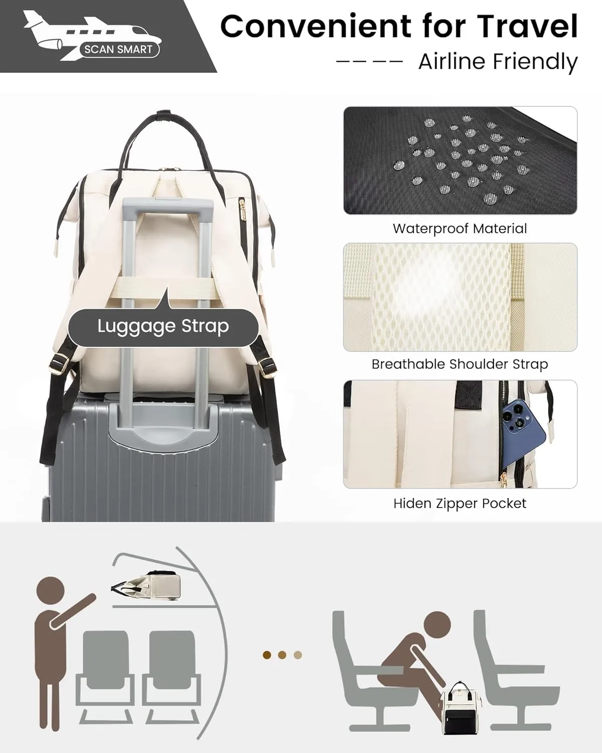LOVEVOOK Laptop Backpack for Women, 17 Inch Work Teacher Nurse Bag with Laptop Compartment, Large Capacity Business Computer Backpack Purse with USB Port, Stylish Casual Daypack for Travel