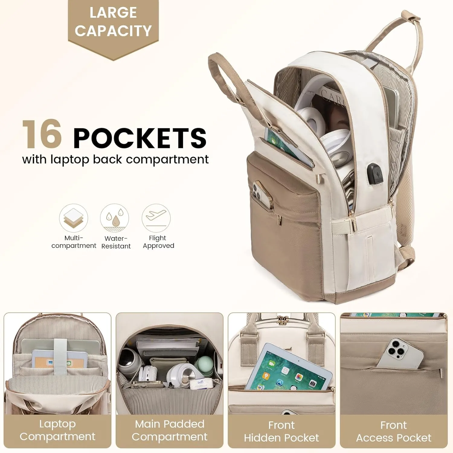 LOVEVOOK Laptop Backpack for Women 17.3 Inch,Cute Backpack Laptop Bag with USB Port,Waterproof Travel Backpack Purse Teacher Nurse Bag Fashion Computer Bag for Work