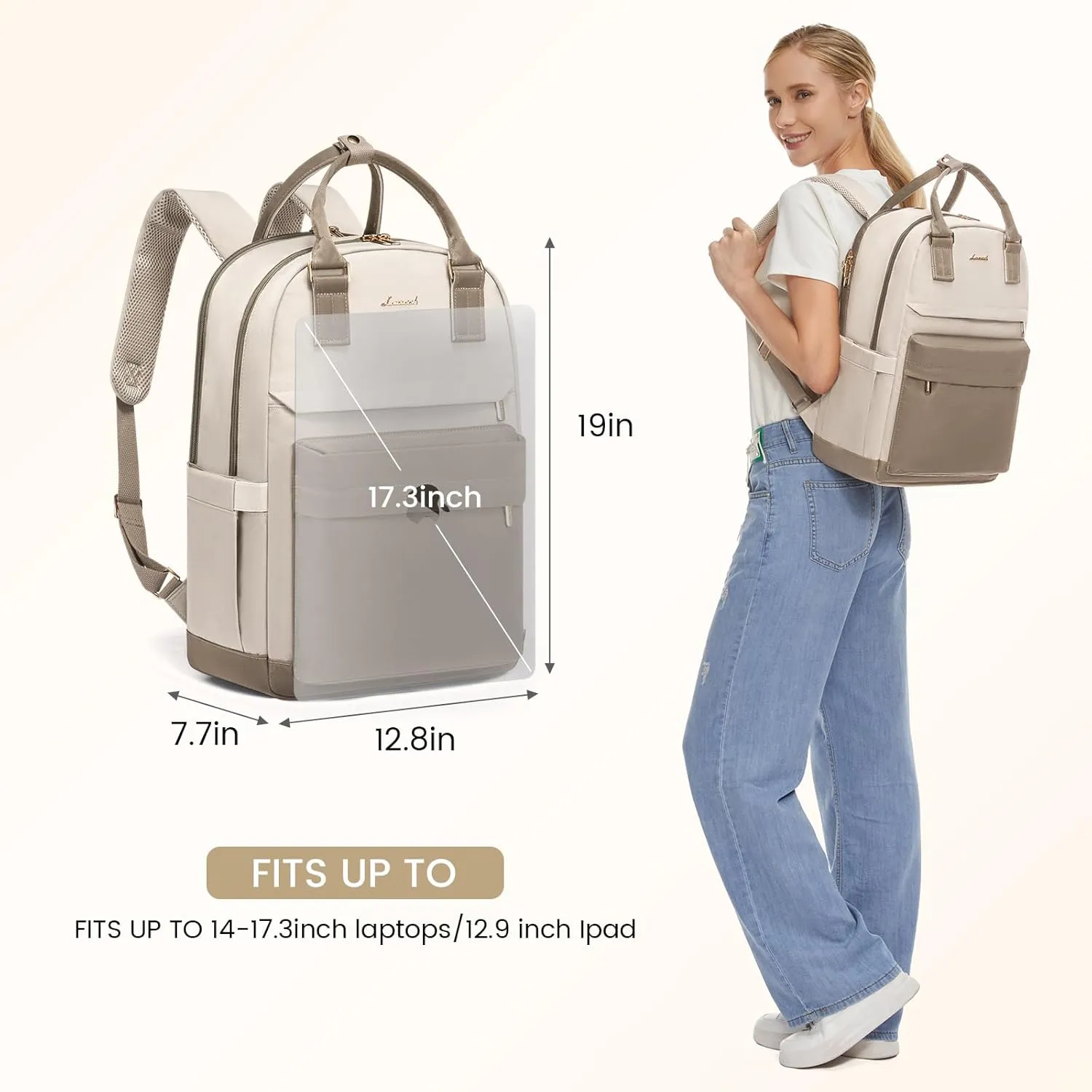 LOVEVOOK Laptop Backpack for Women 17.3 Inch,Cute Backpack Laptop Bag with USB Port,Waterproof Travel Backpack Purse Teacher Nurse Bag Fashion Computer Bag for Work