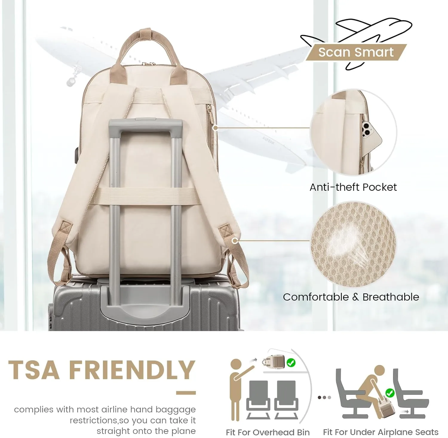 LOVEVOOK Laptop Backpack for Women 17.3 Inch,Cute Backpack Laptop Bag with USB Port,Waterproof Travel Backpack Purse Teacher Nurse Bag Fashion Computer Bag for Work