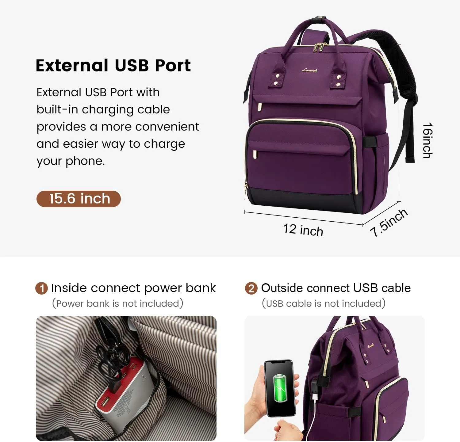LOVEVOOK Laptop Backpack for Women Fashion Computer Backpack Large Capacity Work Backpack Purse 15.6 Inch Travel Backpack Nurse Teacher Bag with USB Port