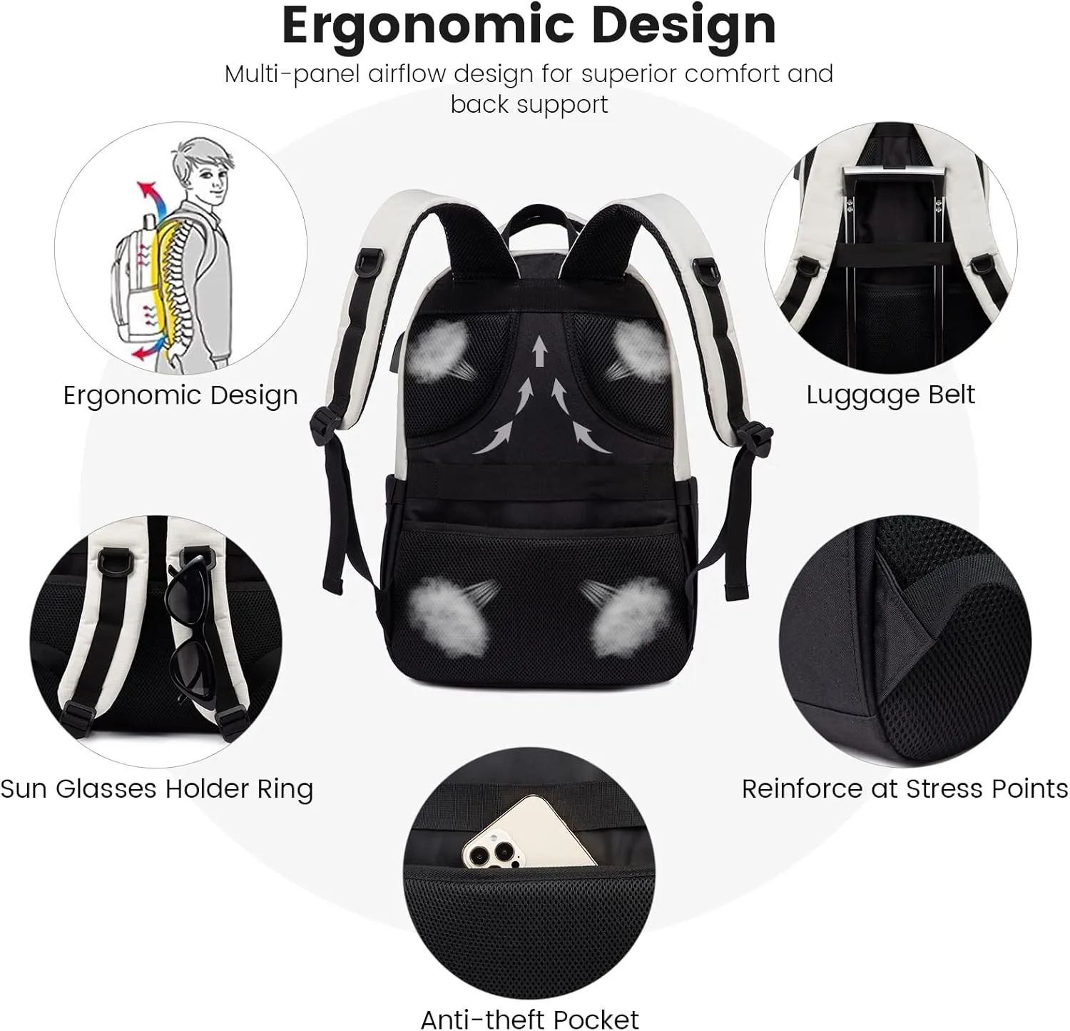 LOVEVOOK Laptop Backpack for Women Men, Classical Laptop Bag with Laptop Compartment for Work Travel, Fashion Daypack, Fit 15.6" Laptop