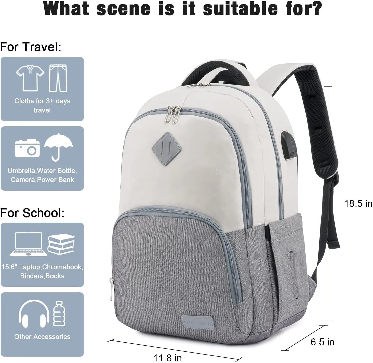 LOVEVOOK Laptop Backpack for Women Men, Classical Laptop Bag with Laptop Compartment for Work Travel, Fashion Daypack, Fit 15.6" Laptop
