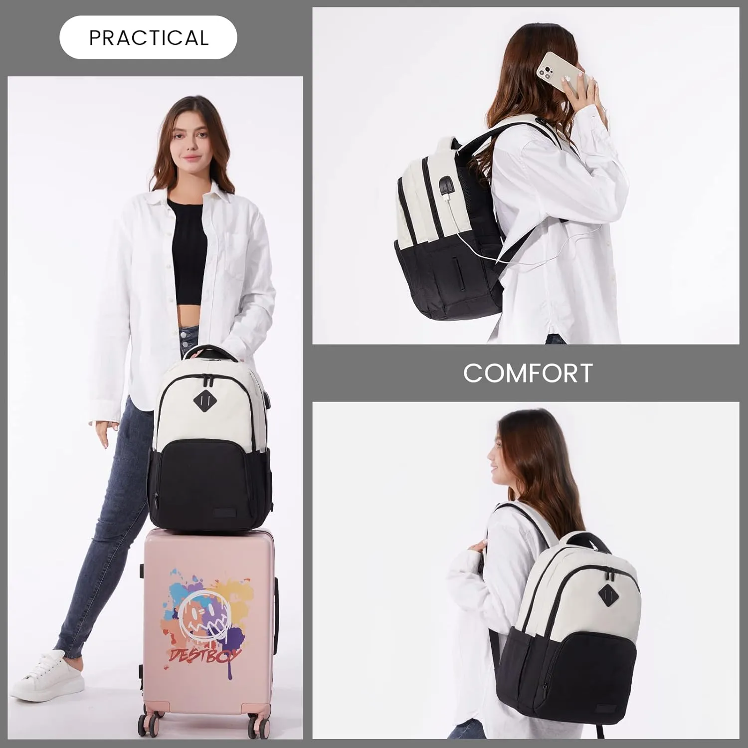 LOVEVOOK Laptop Backpack for Women Men, Classical Laptop Bag with Laptop Compartment for Work Travel, Fashion Daypack, Fit 15.6" Laptop