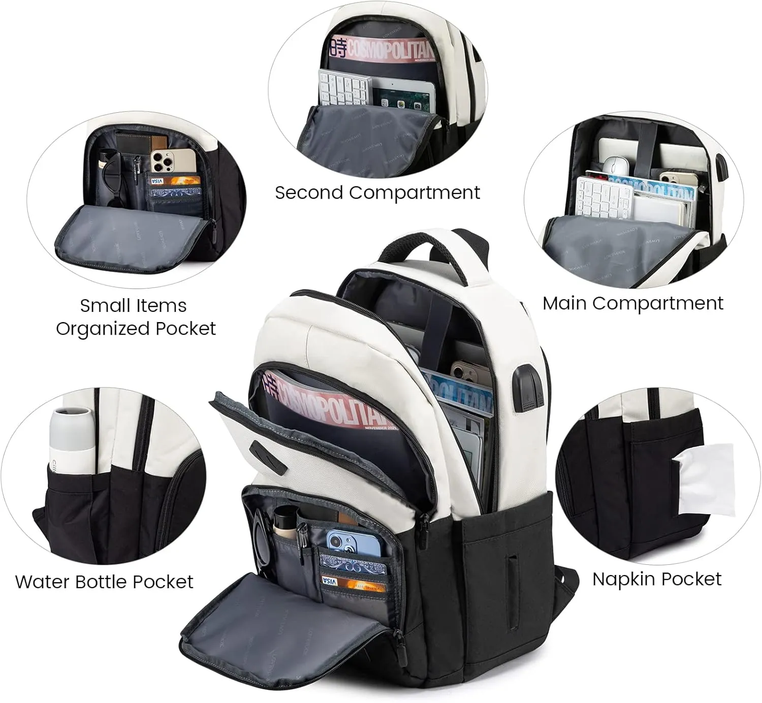 LOVEVOOK Laptop Backpack for Women Men, Classical Laptop Bag with Laptop Compartment for Work Travel, Fashion Daypack, Fit 15.6" Laptop