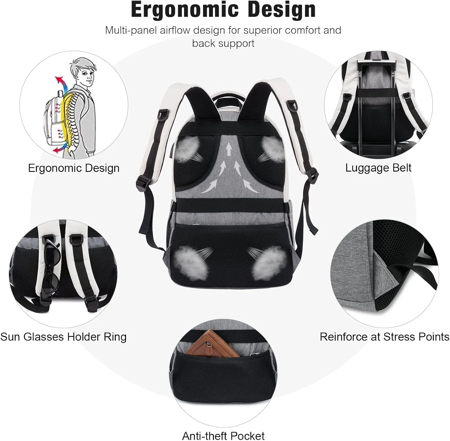 LOVEVOOK Laptop Backpack for Women Men, Classical Laptop Bag with Laptop Compartment for Work Travel, Fashion Daypack, Fit 15.6" Laptop