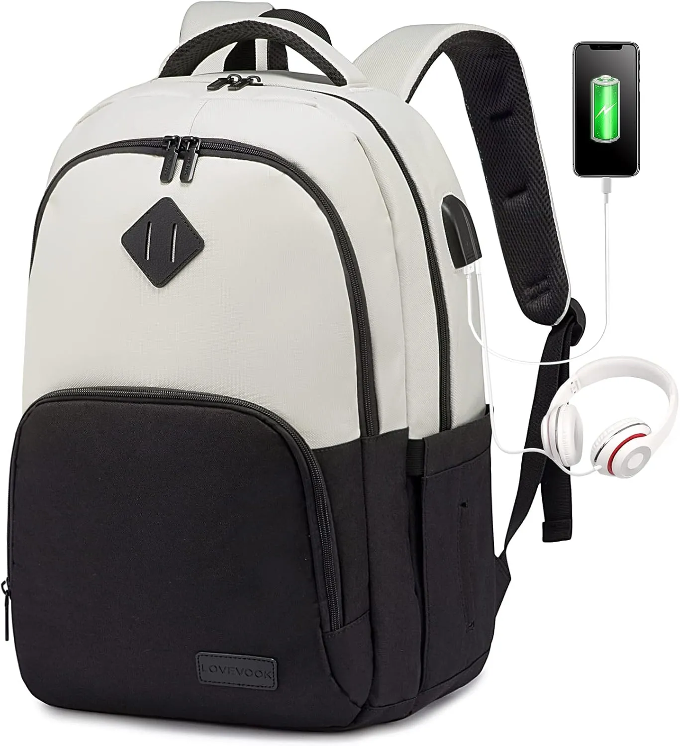 LOVEVOOK Laptop Backpack for Women Men, Classical Laptop Bag with Laptop Compartment for Work Travel, Fashion Daypack, Fit 15.6" Laptop