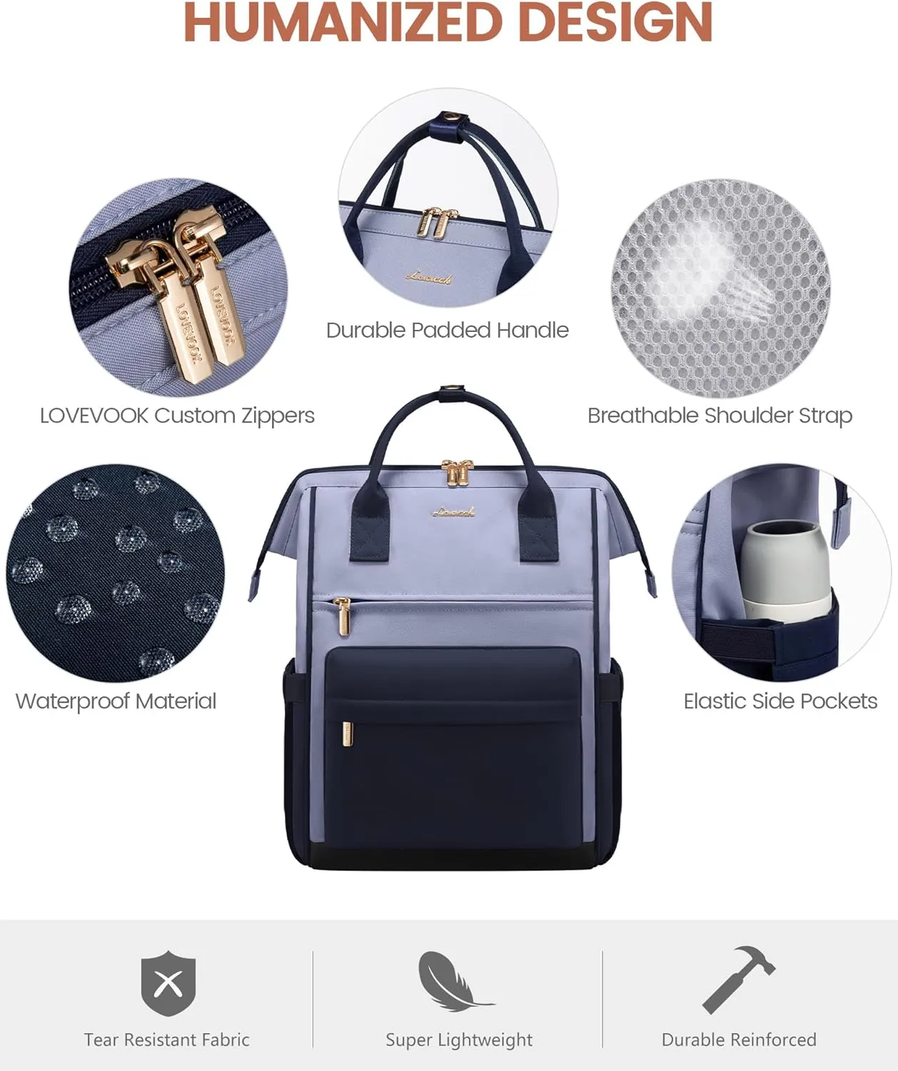 LOVEVOOK Laptop Backpack for Women Men, Teacher Nurse Work Bag Waterproof Fashion Travel Backpack Purse, 15.6 Inch Computer Backpack with USB Port