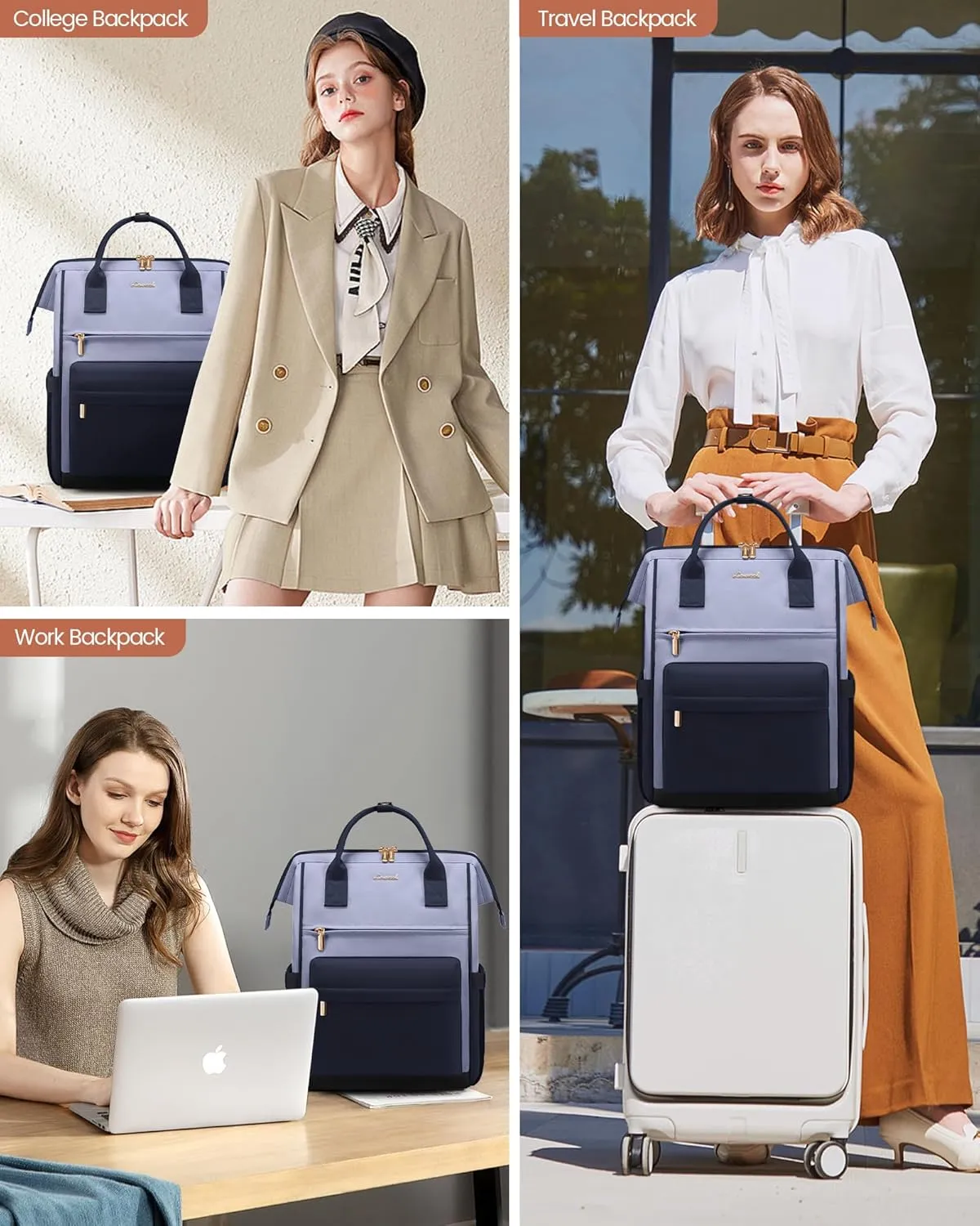 LOVEVOOK Laptop Backpack for Women Men, Teacher Nurse Work Bag Waterproof Fashion Travel Backpack Purse, 15.6 Inch Computer Backpack with USB Port