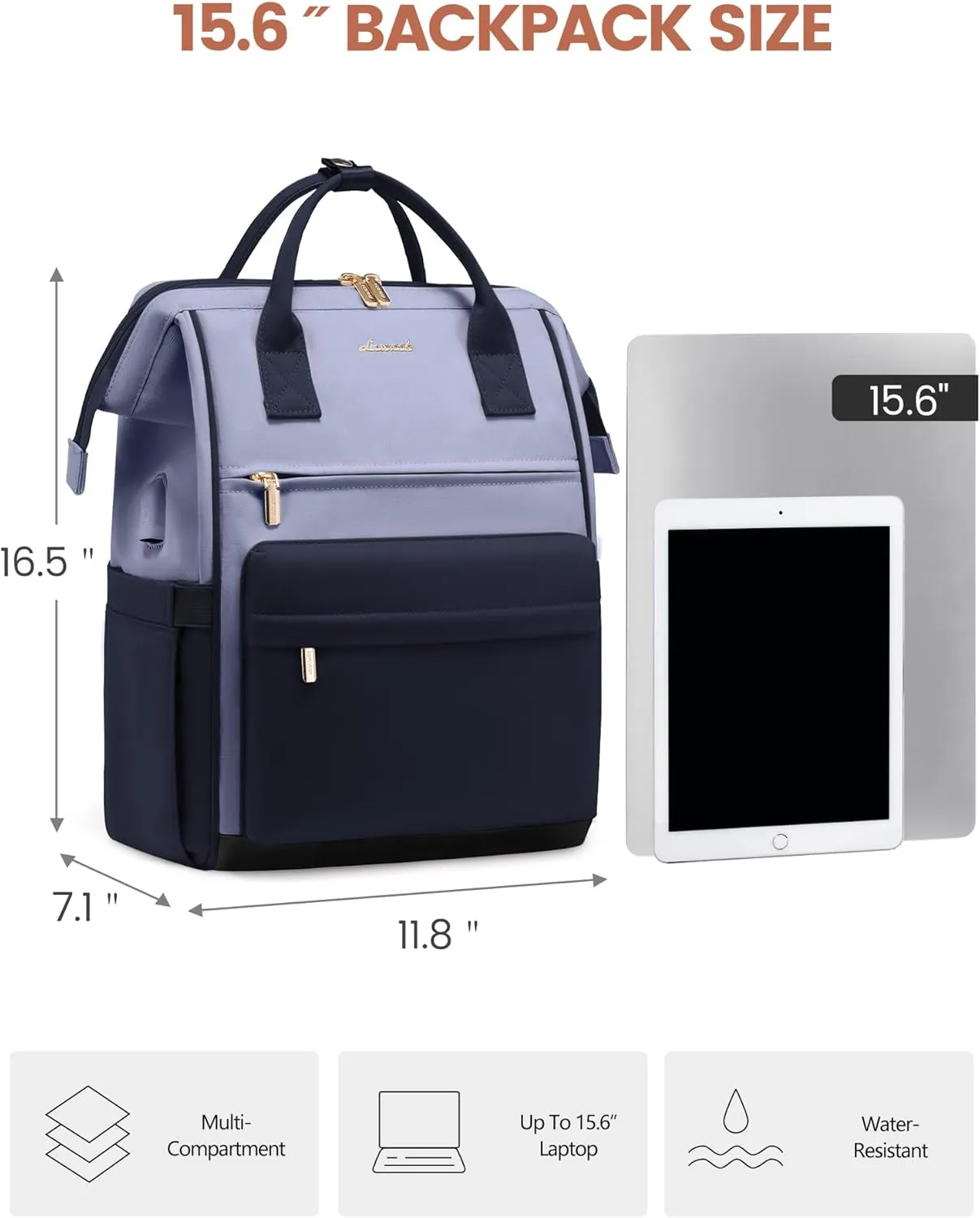 LOVEVOOK Laptop Backpack for Women Men, Teacher Nurse Work Bag Waterproof Fashion Travel Backpack Purse, 15.6 Inch Computer Backpack with USB Port