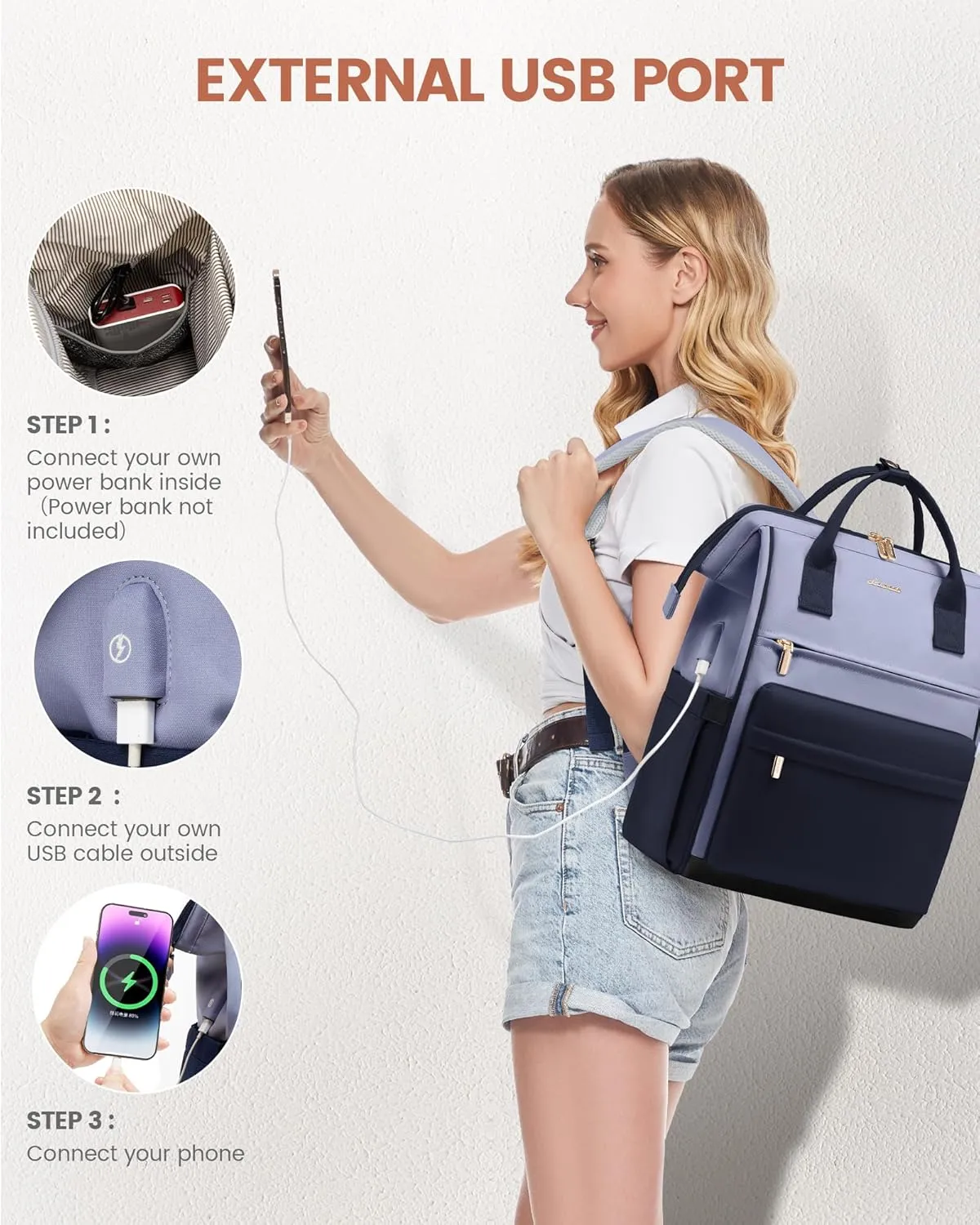 LOVEVOOK Laptop Backpack for Women Men, Teacher Nurse Work Bag Waterproof Fashion Travel Backpack Purse, 15.6 Inch Computer Backpack with USB Port