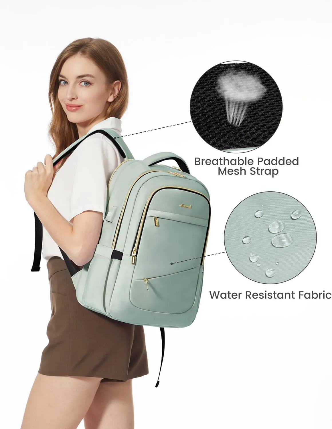 LOVEVOOK Laptop Backpack for Women, Slim Business Laptops Bag with Separate Computer Compartment Stylish Daypack for College Work Travel, Fits 15.6" Laptop