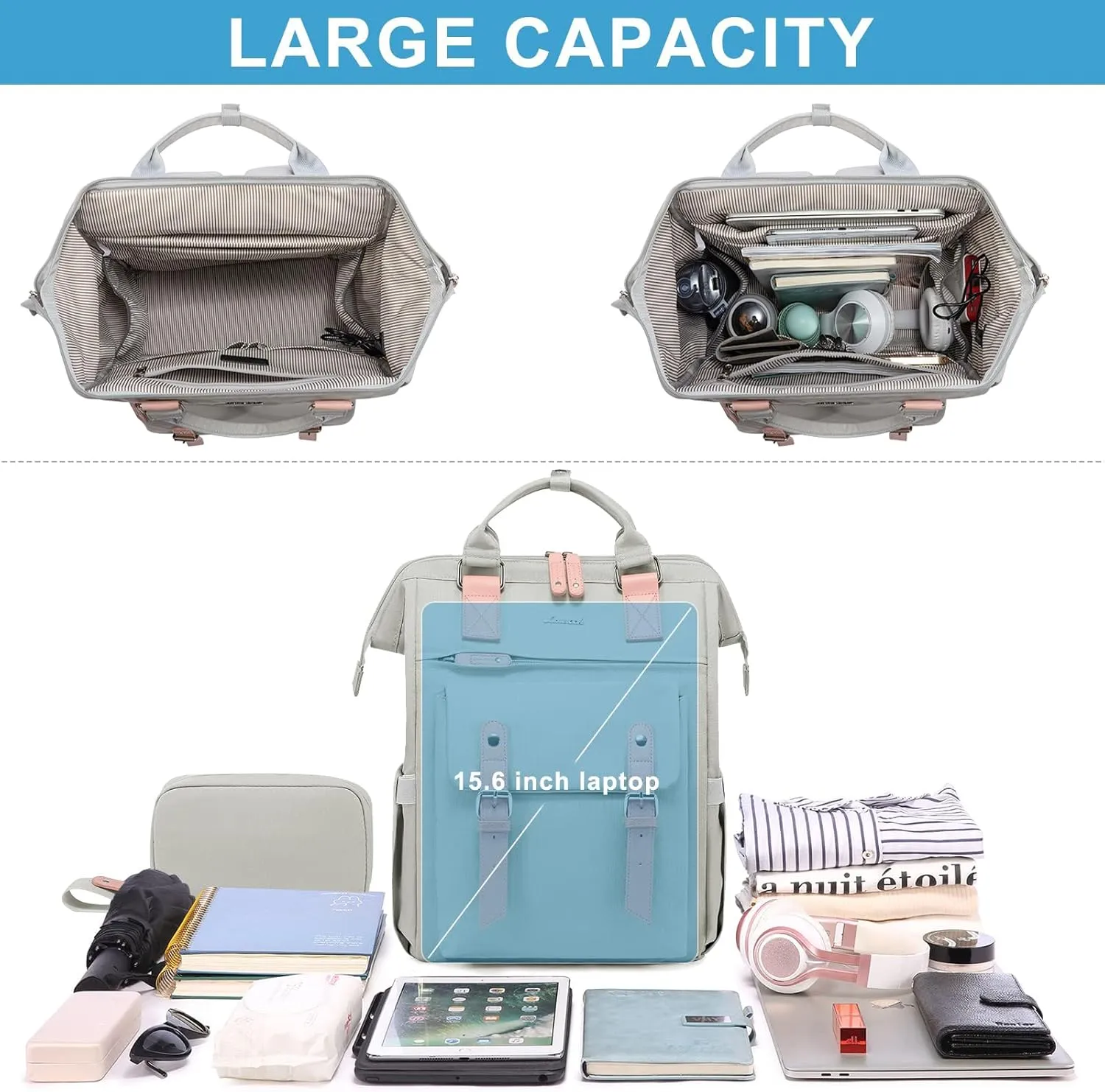 LOVEVOOK Laptop Backpack for Women, Teacher Nurse Bag Work Travel Computer Backpacks Purse,Daypack