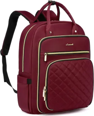 LOVEVOOK Laptop Backpack for Women, Work Travel Backpack Purse for Women Water Resistant, Nurse Bag Teacher Computer Backpack with USB Charging Port, Fits 17.3'' Laptop Wine