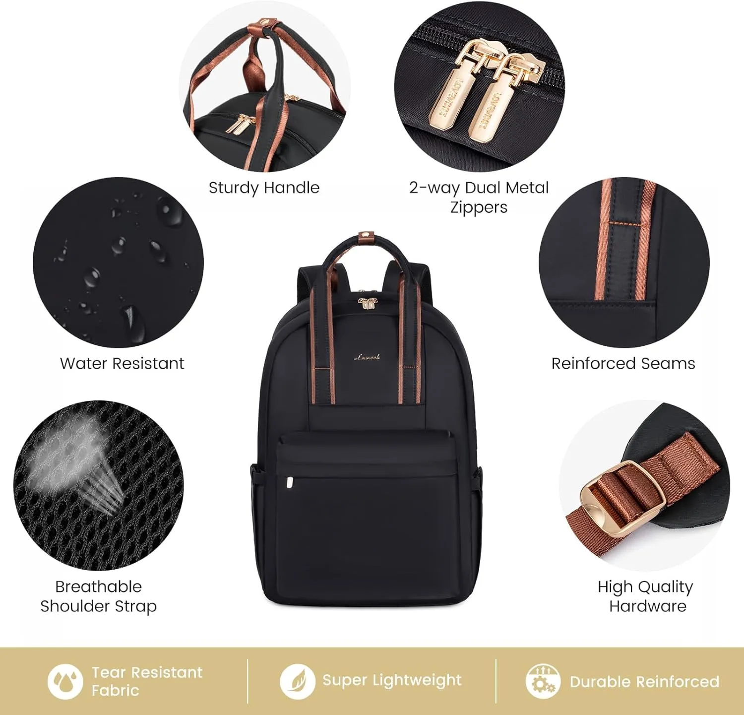 LOVEVOOK Laptop Backpack Purse for Women, 15.6 Inch Travel Laptop Bag with USB Port, Waterproof Work Teacher Nurse Computer Backpack, Durable Casual Daypack