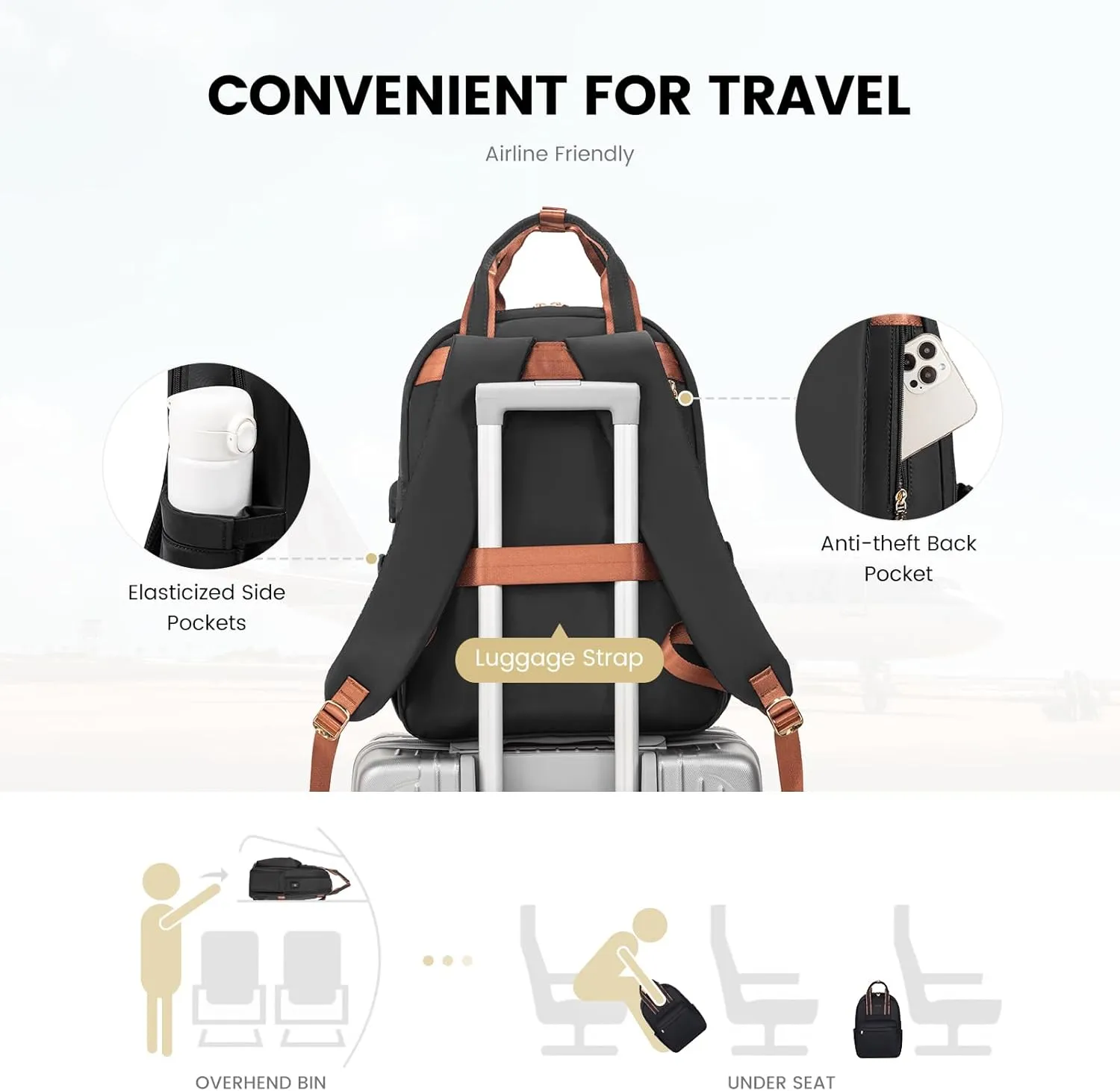 LOVEVOOK Laptop Backpack Purse for Women, 15.6 Inch Travel Laptop Bag with USB Port, Waterproof Work Teacher Nurse Computer Backpack, Durable Casual Daypack