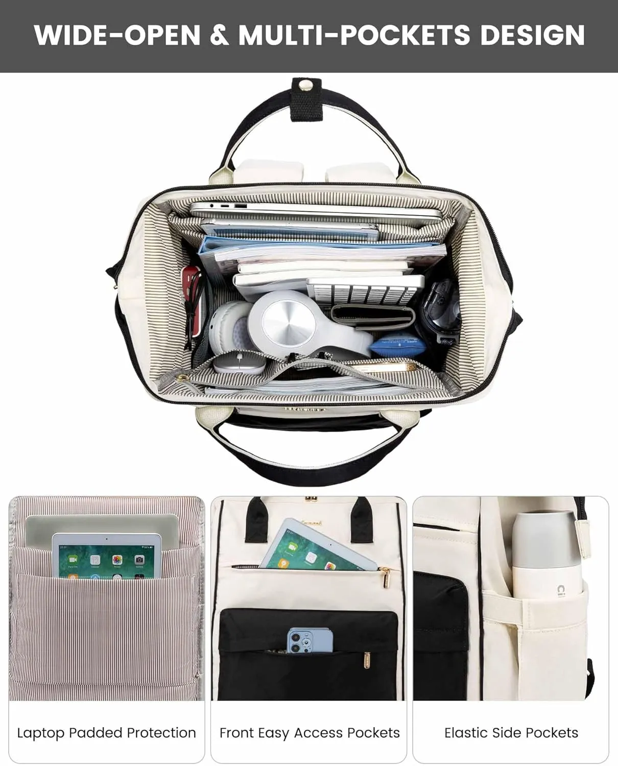 LOVEVOOK Laptop Backpack Purse for Women Waterproof Teacher Nurse Bag, 15.6 Inch Work Laptop Bag with Organizer Bag Business Travel Computer Backpack, 2pcs set