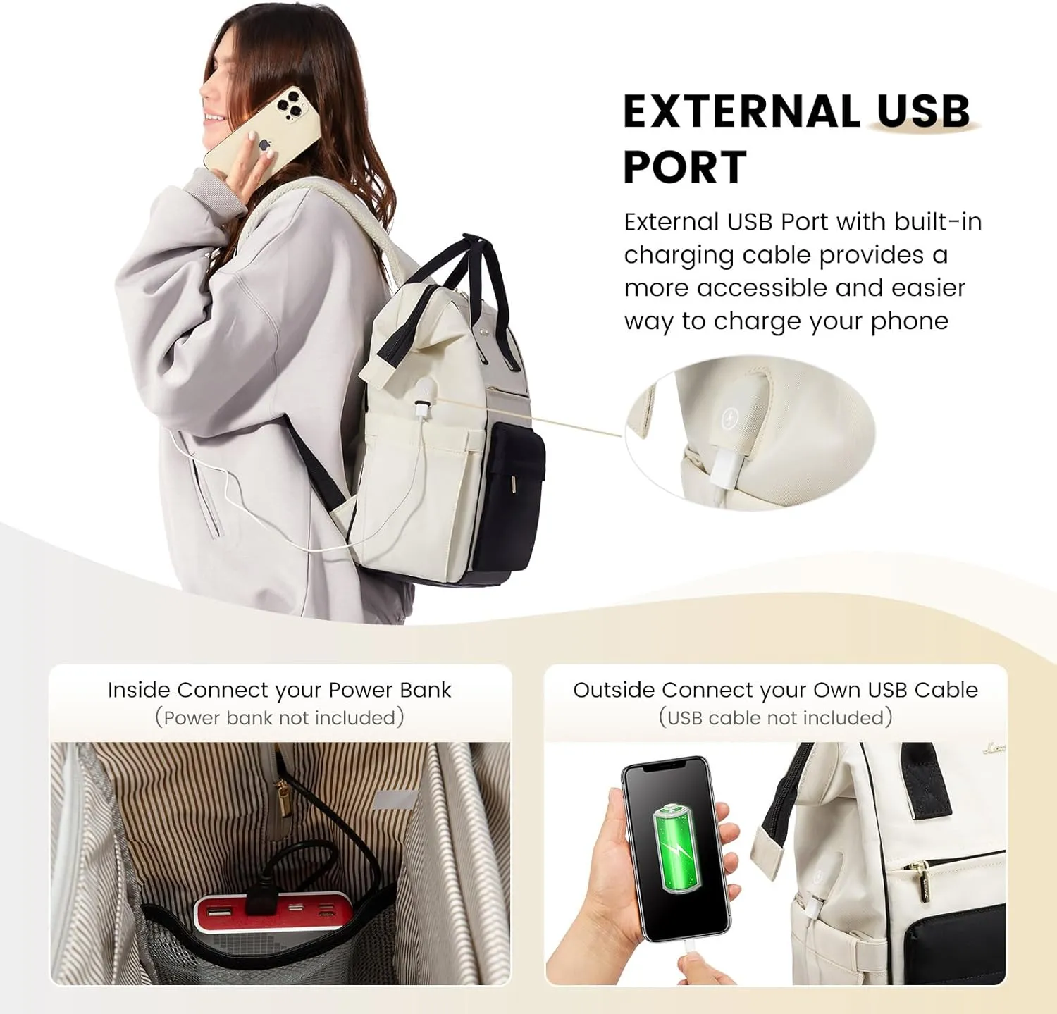 LOVEVOOK Laptop Backpack Purse for Women Waterproof Teacher Nurse Bag, 15.6 Inch Work Laptop Bag with Organizer Bag Business Travel Computer Backpack, 2pcs set