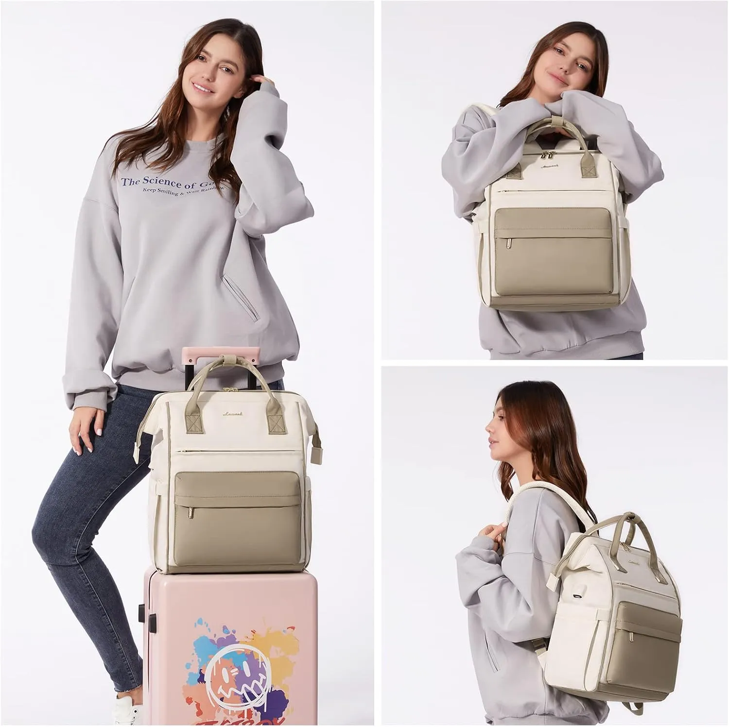 LOVEVOOK Laptop Backpack Purse for Women Waterproof Teacher Nurse Bag, 17.3 inch Work laptop Bag with USB Port, Business Travel Computer Backpack