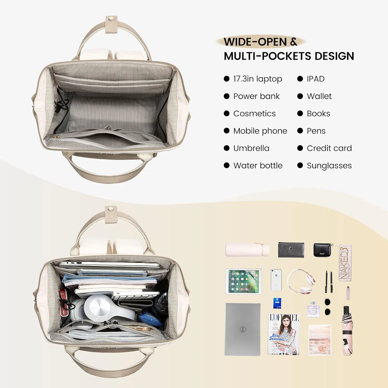 LOVEVOOK Laptop Backpack Purse for Women Waterproof Teacher Nurse Bag, 17.3 inch Work laptop Bag with USB Port, Business Travel Computer Backpack