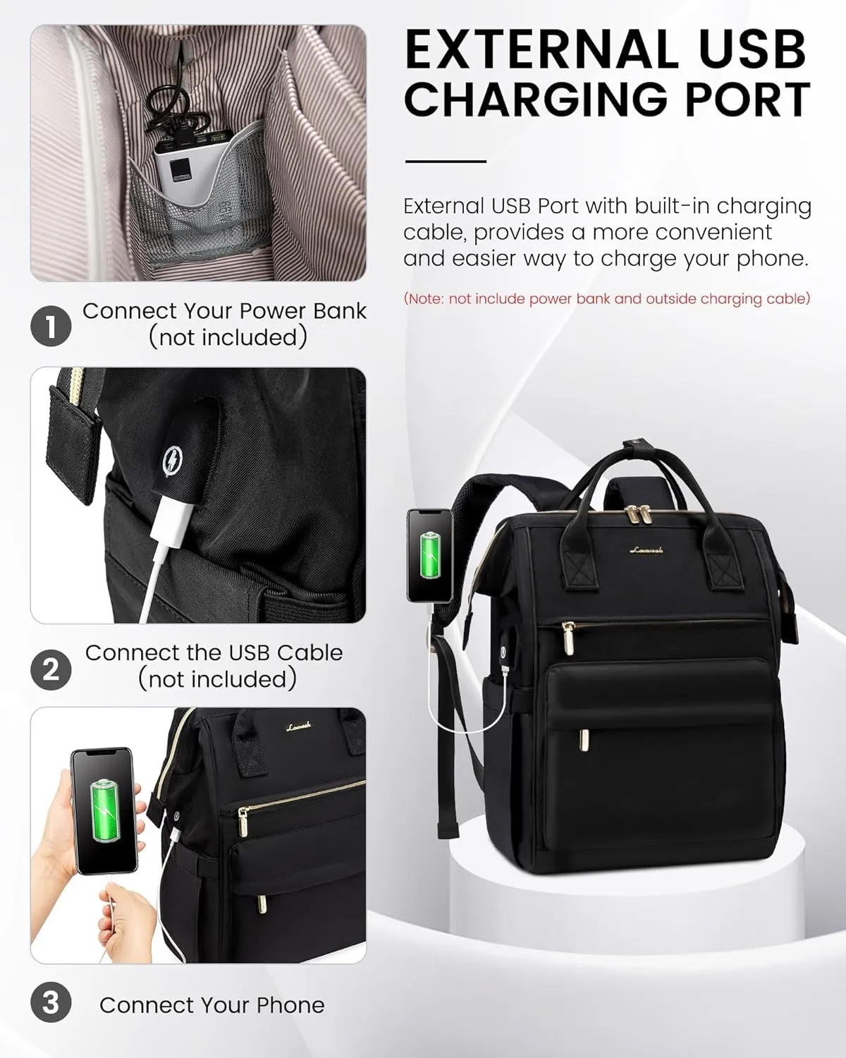 LOVEVOOK Laptop Backpack Purse for Women Waterproof Teacher Nurse Bag, 18 inch Work laptop Bag with USB Port, Business Travel Computer Backpack
