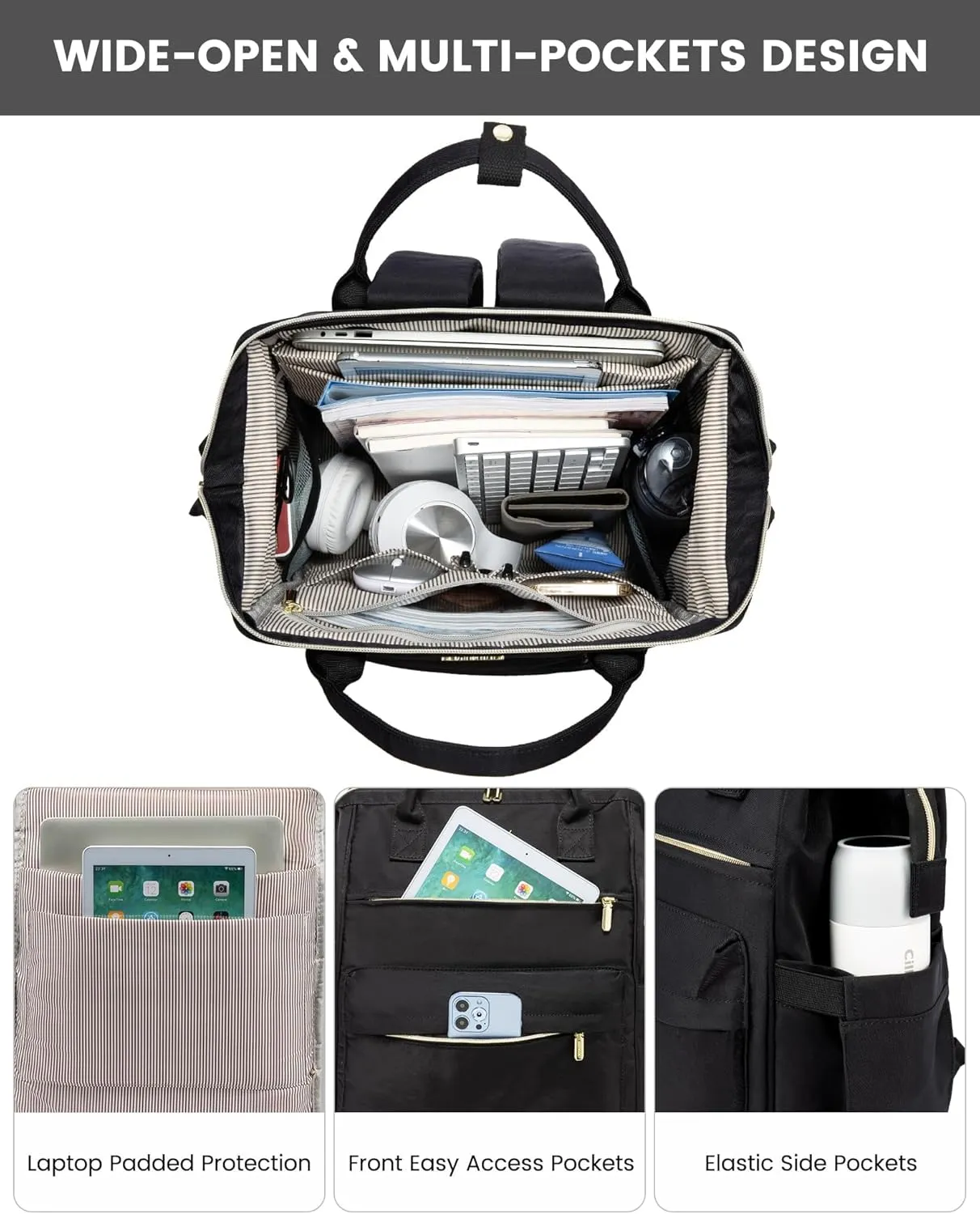 LOVEVOOK Laptop Backpack Purse for Women Waterproof Teacher Nurse Bag, 18 inch Work laptop Bag with USB Port, Business Travel Computer Backpack