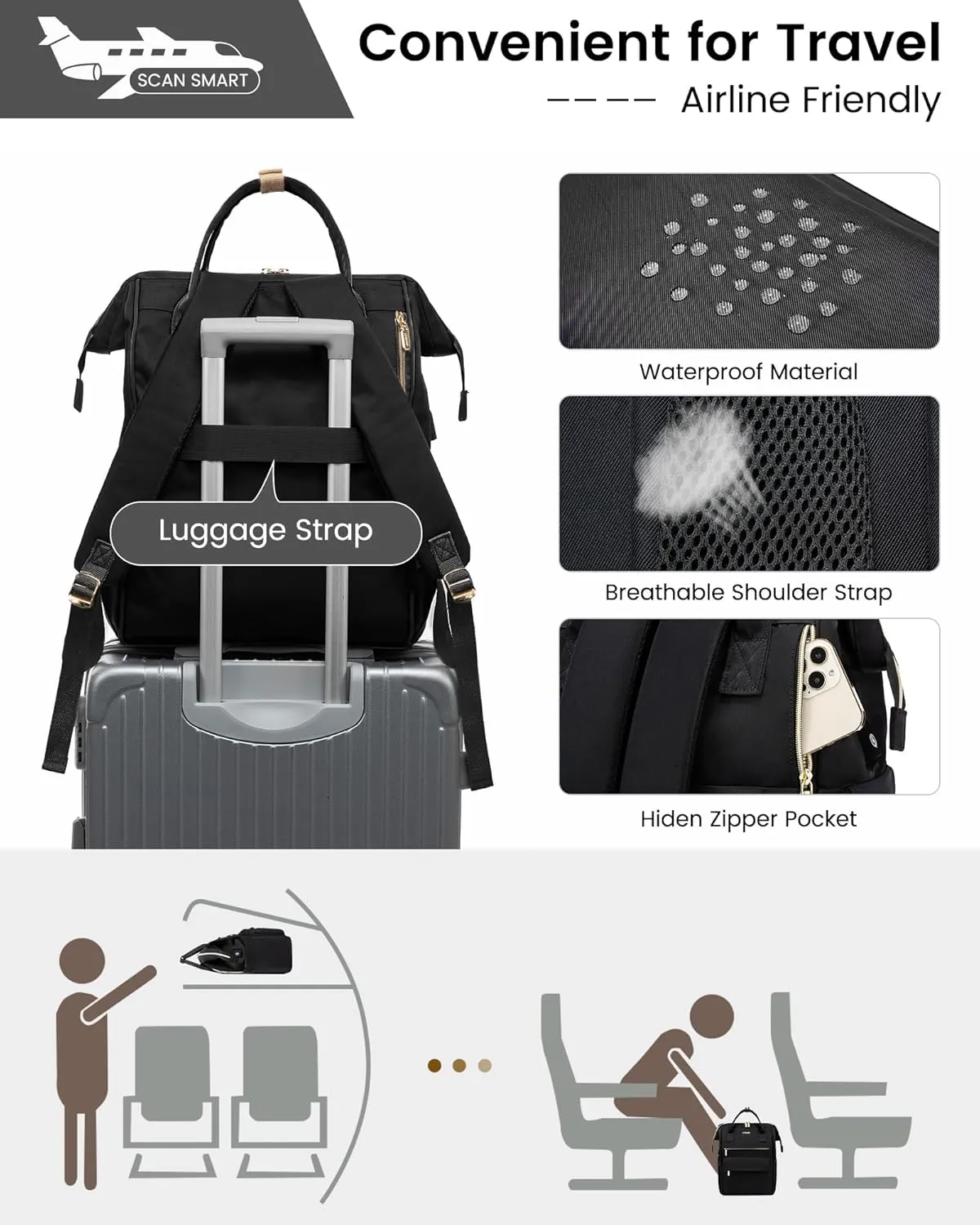 LOVEVOOK Laptop Backpack Purse for Women Waterproof Teacher Nurse Bag, 18 inch Work laptop Bag with USB Port, Business Travel Computer Backpack