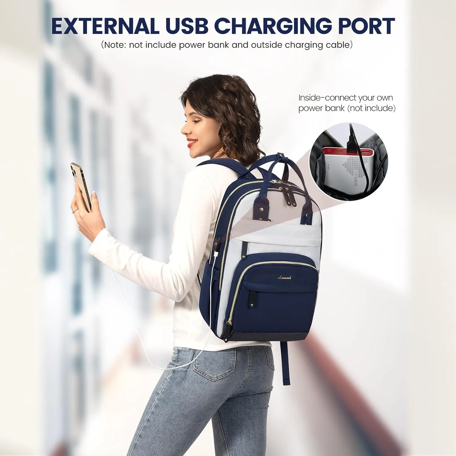 LOVEVOOK Laptop Backpack Women,Large Capacity 15.6 inch Laptop Bag Travel Backpack for Women,Computer Work College Teacher Backpacks with USB Port,Waterproof Personal Item Backpack Casual Daypack