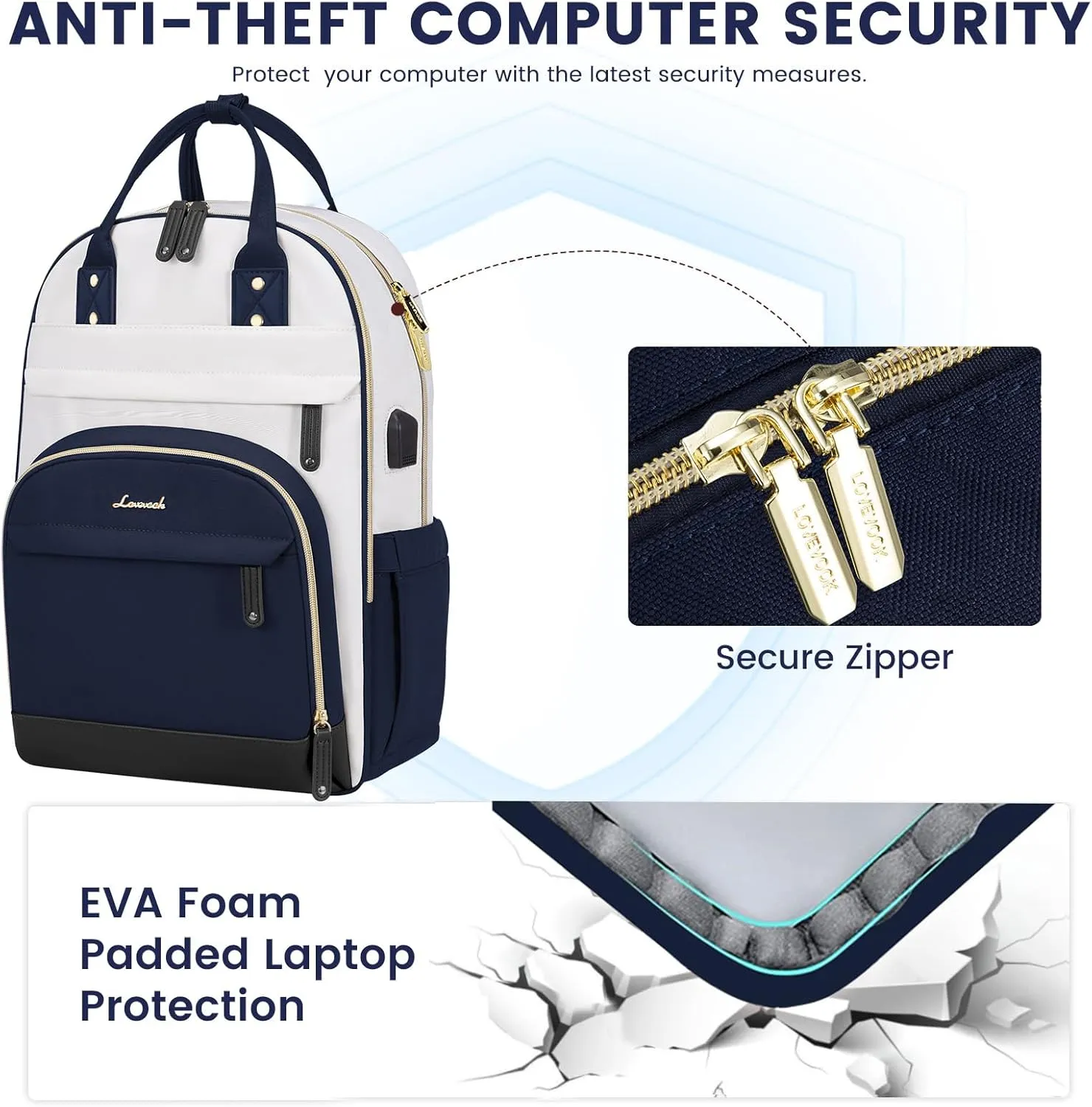 LOVEVOOK Laptop Backpack Women,Large Capacity 15.6 inch Laptop Bag Travel Backpack for Women,Computer Work College Teacher Backpacks with USB Port,Waterproof Personal Item Backpack Casual Daypack