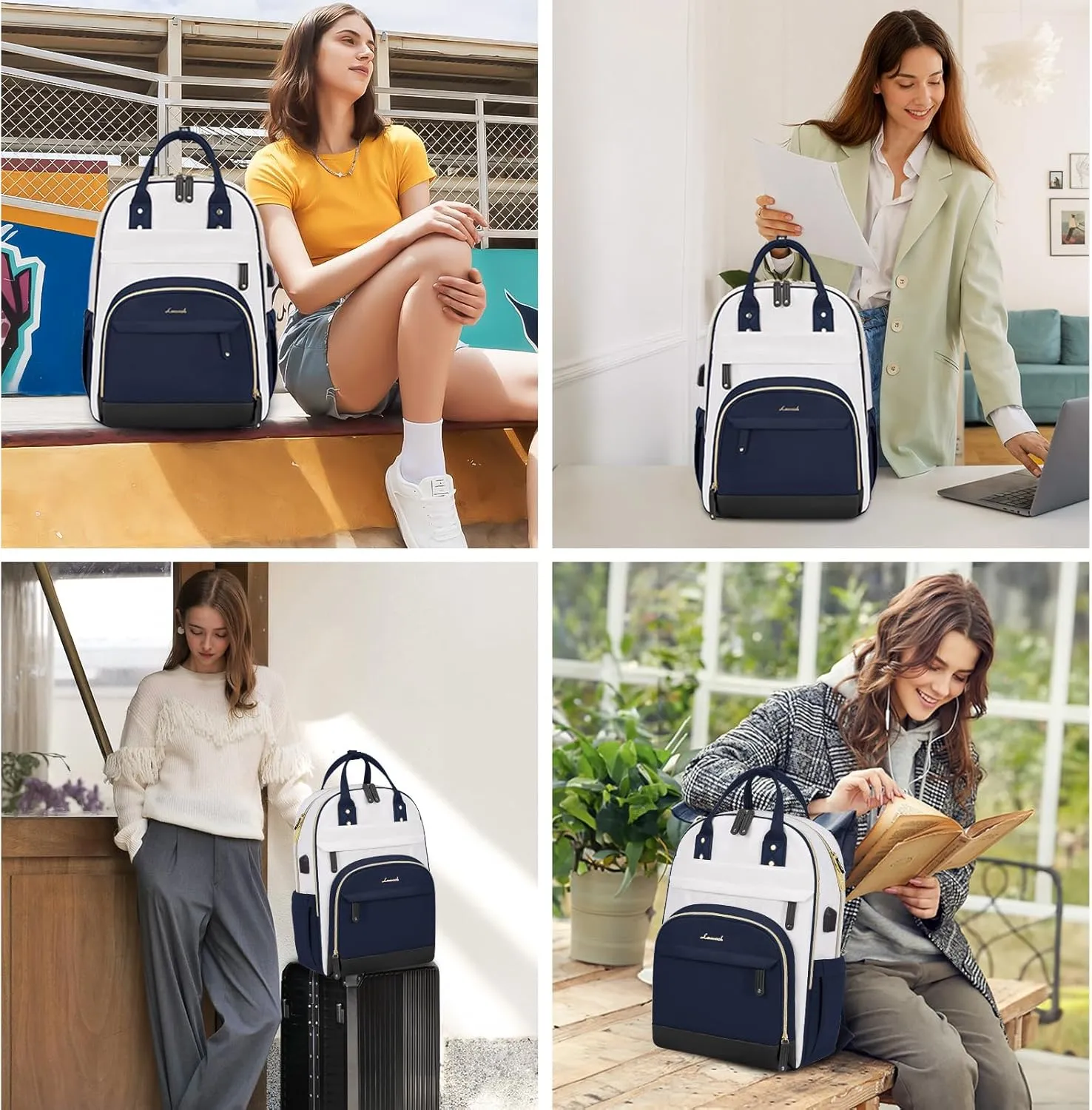 LOVEVOOK Laptop Backpack Women,Large Capacity 15.6 inch Laptop Bag Travel Backpack for Women,Computer Work College Teacher Backpacks with USB Port,Waterproof Personal Item Backpack Casual Daypack