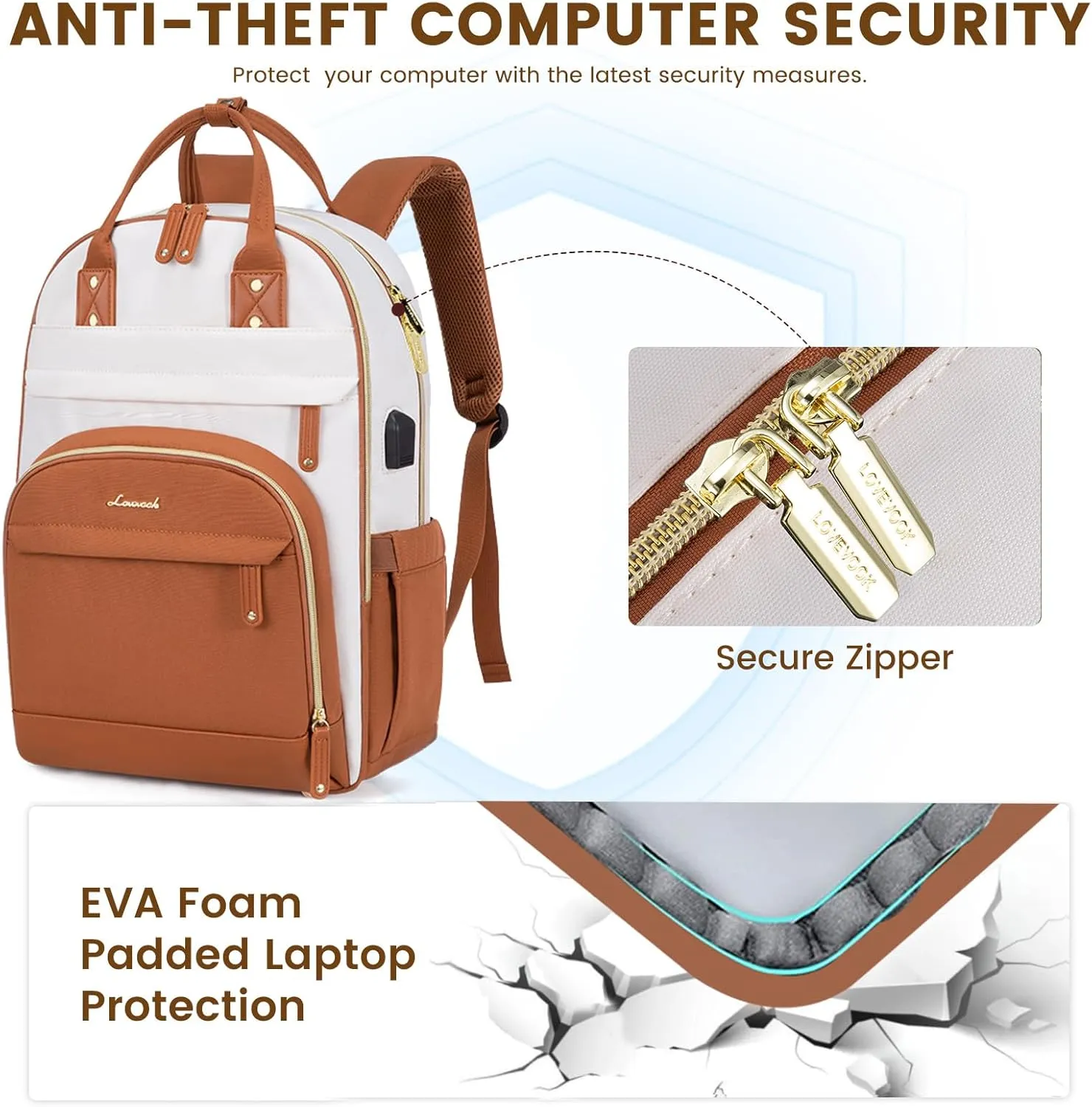 LOVEVOOK Laptop Backpack Women,Large Capacity 15.6 inch Laptop Bag Travel Backpack for Women,Computer Work College Teacher Backpacks with USB Port,Waterproof Personal Item Backpack Casual Daypack