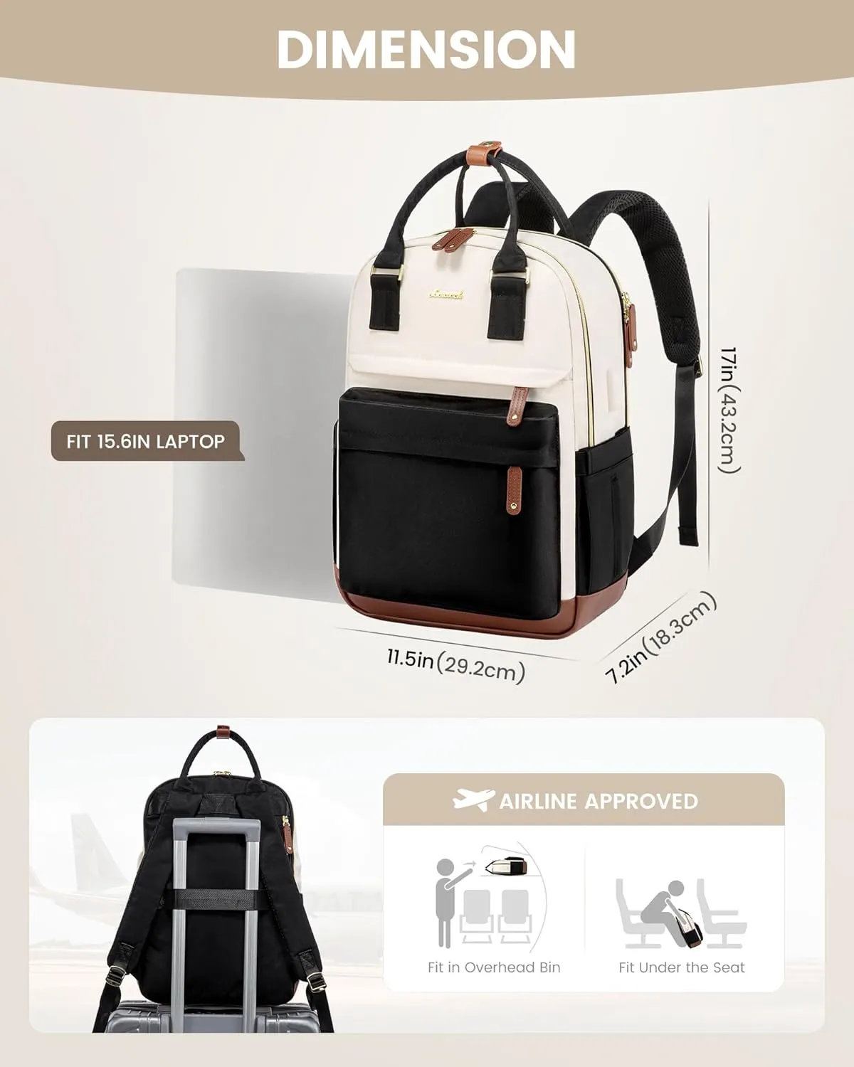 LOVEVOOK Travel Laptop Backpack Women, 15.6 Inch Anti-theft Laptop Bag with USB Port, Fashion Waterproof Computer Backpacks Teacher Nurse Backpack Purse for College School Work