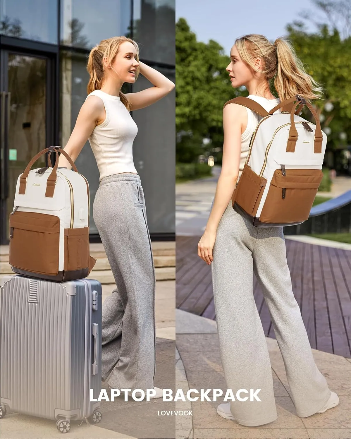 LOVEVOOK Travel Laptop Backpack Women, 15.6 Inch Anti-theft Laptop Bag with USB Port, Fashion Waterproof Computer Backpacks Teacher Nurse Backpack Purse for College Work
