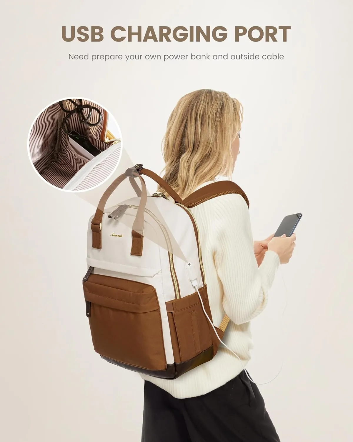 LOVEVOOK Travel Laptop Backpack Women, 15.6 Inch Anti-theft Laptop Bag with USB Port, Fashion Waterproof Computer Backpacks Teacher Nurse Backpack Purse for College Work