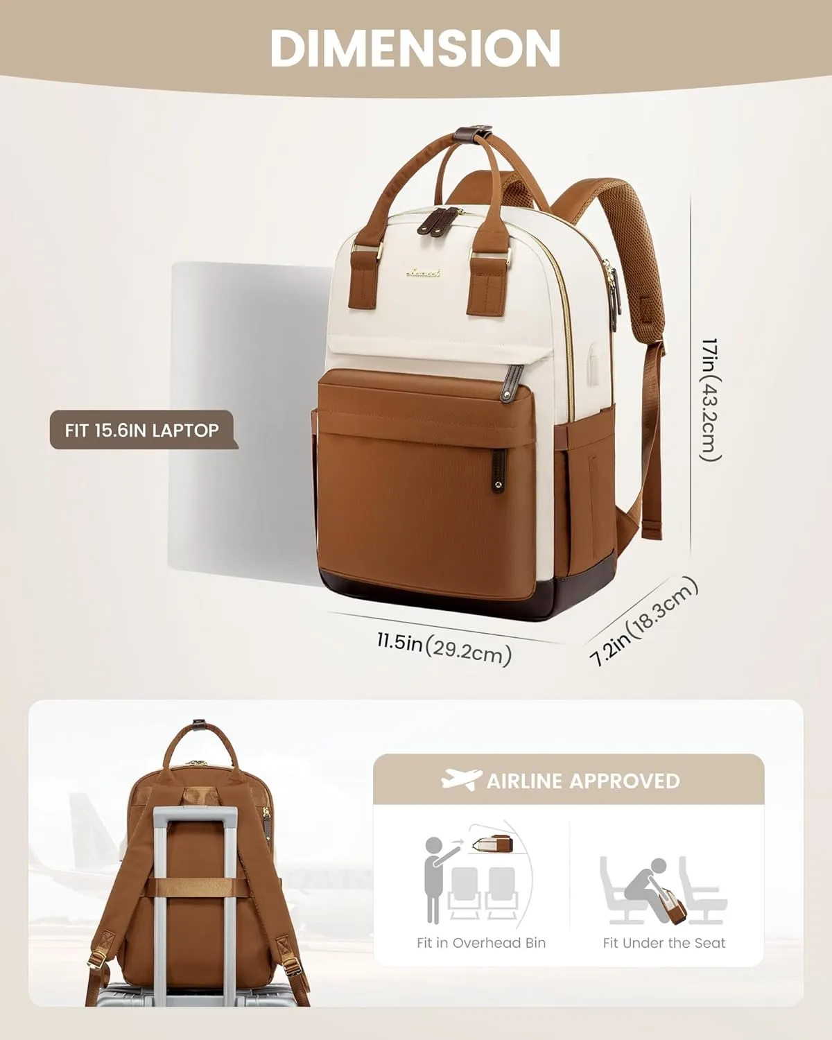 LOVEVOOK Travel Laptop Backpack Women, 15.6 Inch Anti-theft Laptop Bag with USB Port, Fashion Waterproof Computer Backpacks Teacher Nurse Backpack Purse for College Work