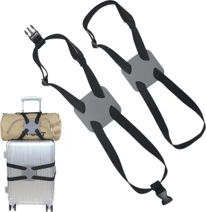 Luggage Bungee Strap，Luggage Straps Bag Bungees for Add a Bag Easy to Travel Suitcase Elastic Strap Belt（2-Pack-Grey）